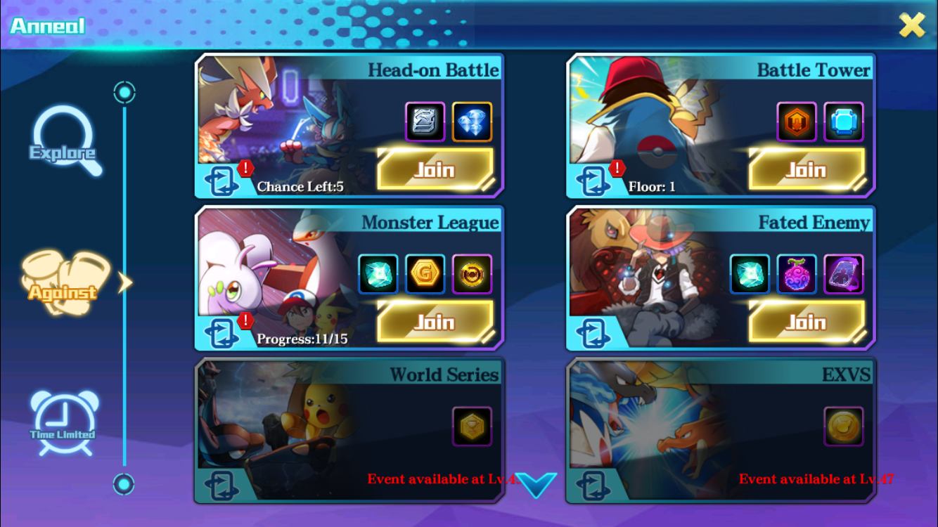 The PVP is pretty fun, but automated. Battle tower is a 'fight opponents till all of your pokemon are dead'. Monster League works the same way, but in a Indigo League fashion. Head-on Battles are just that, 1 v 1.