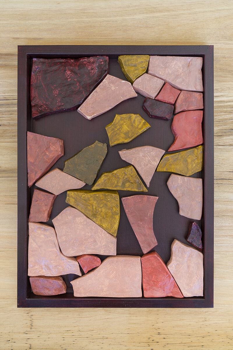  Ceramic Puzzle 2019 Oil on Clay, Timber box/frame Photography: Chris Bowes 