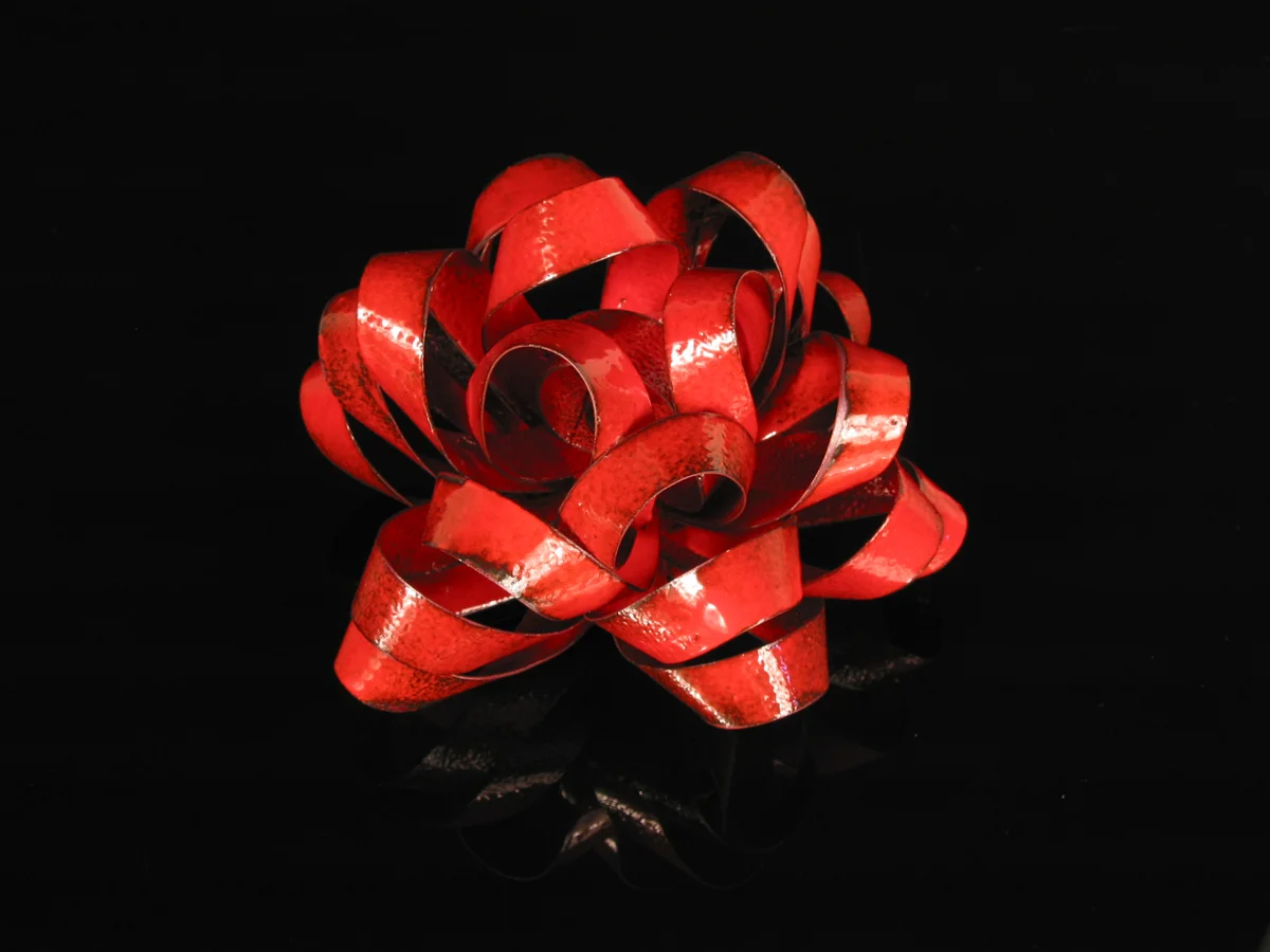 Red Bow. enameled copper, 7" diameter