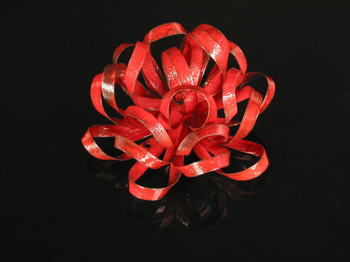 Red Bow, Thin. enameled copper, 7" diameter