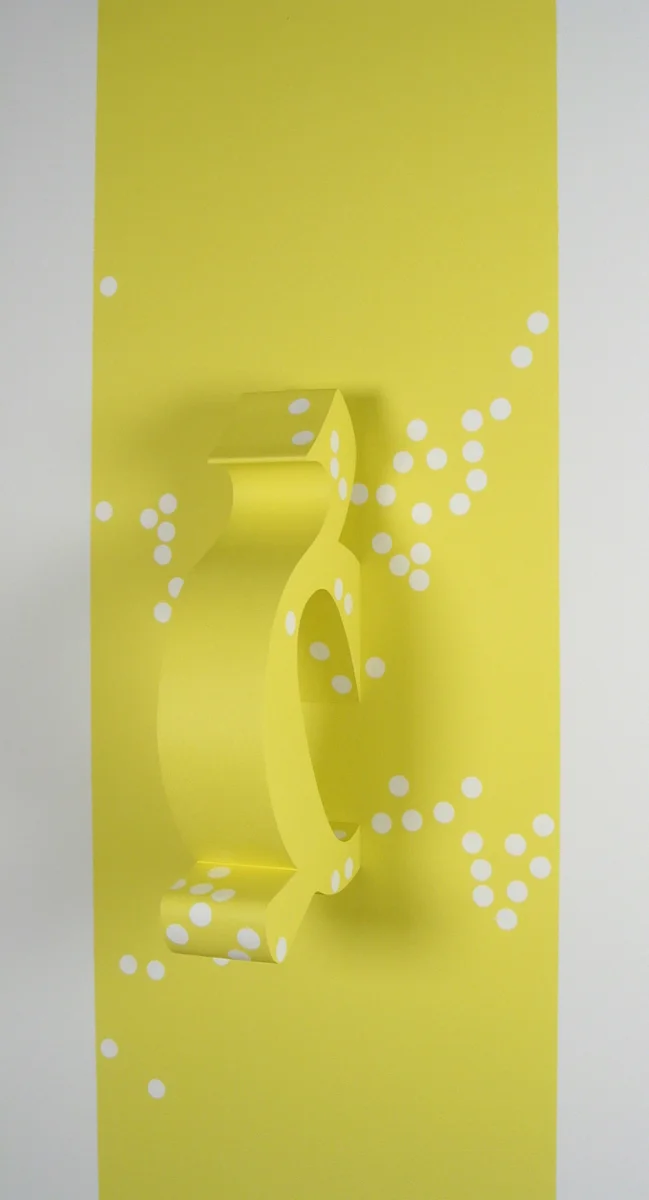 Yellow Half-Q. wood, paint, 44"x 6"x 28"