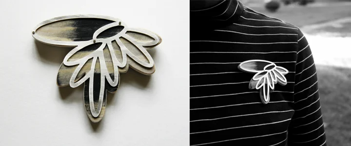 Feathered, brooch.