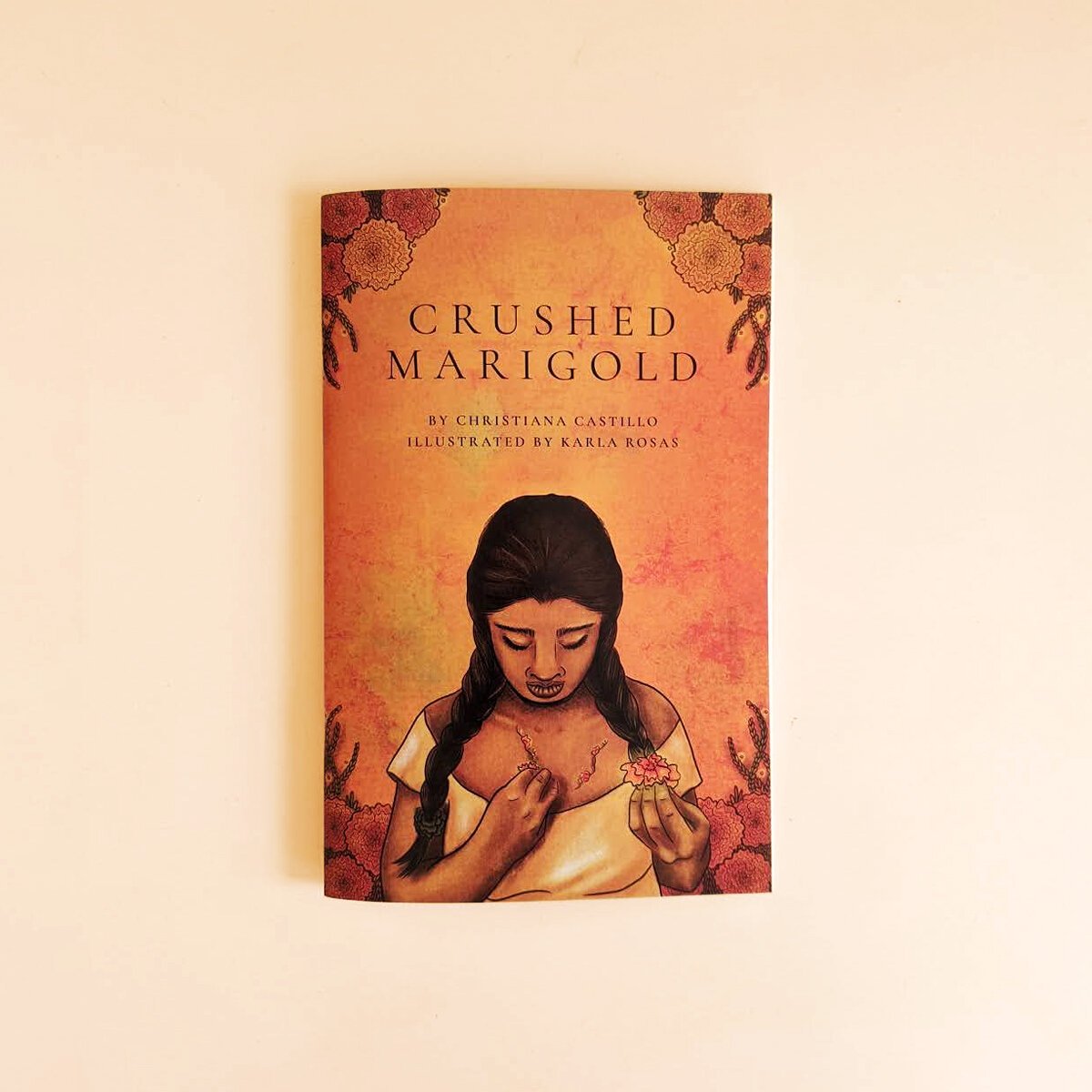 Crushed Marigold - book cover and illustrations