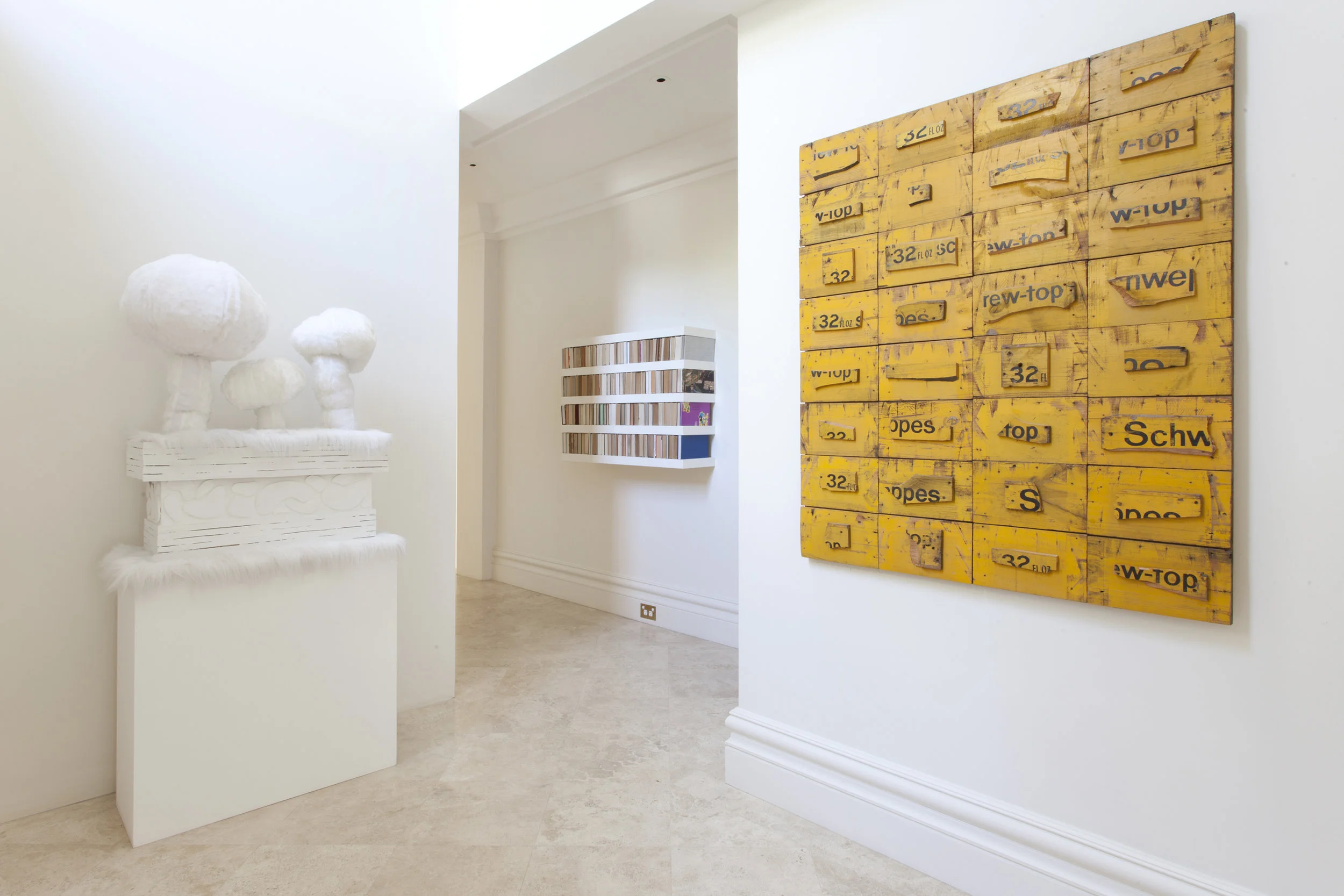 (left to right) KATHY TEMIN , Sideboard Garden (2007) CLAIRE HEALY AND SEAN CORDEIRO , Pulp (LACK) (2006) ROSALIE GASCOIGNE , Thirty Two (1987) 