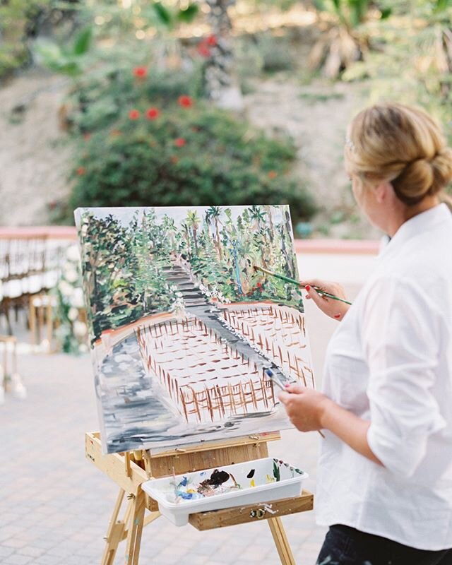 Want to incorporate a unique way of documenting important moments of your wedding? The latest trend our couples love is live painting! What a memorable keepsake to have in your home or office!

Photography: @jordangalindophoto
Painter: @timree
Planni