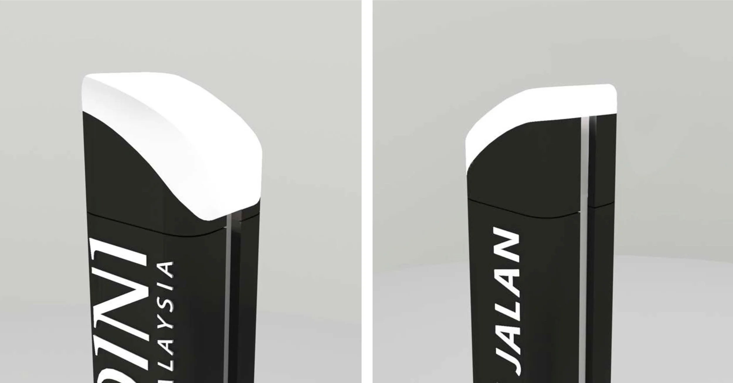 The totem sign which marks several entryway into Medini is capped with a light ‘beacon’ visible from afar. The other side of the totem reads ‘Selamat Jalan’, Bahasa Malaysia (Malay) for ‘have a safe ride or journey’.