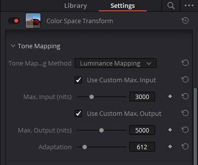 My Tone Mapping Values