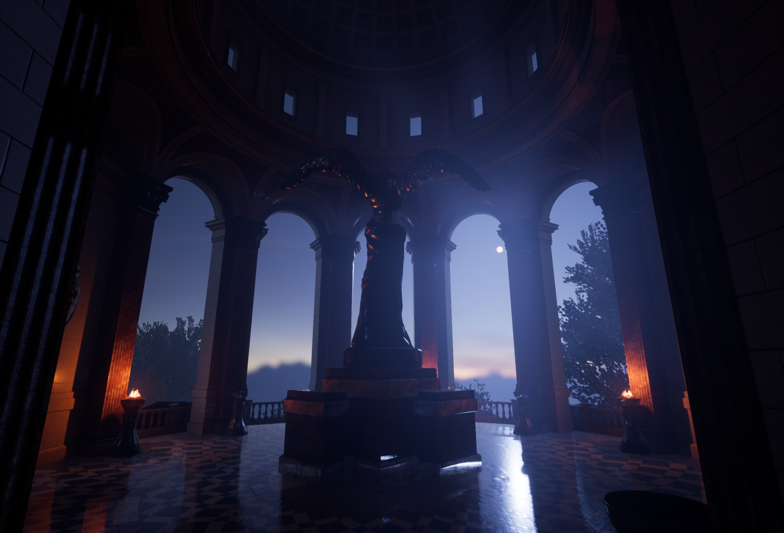 UE4 Scene: "Rotunda" (Dusk) | CGMA Elective WK02 | Environments | All environments sourced from unreal.com
