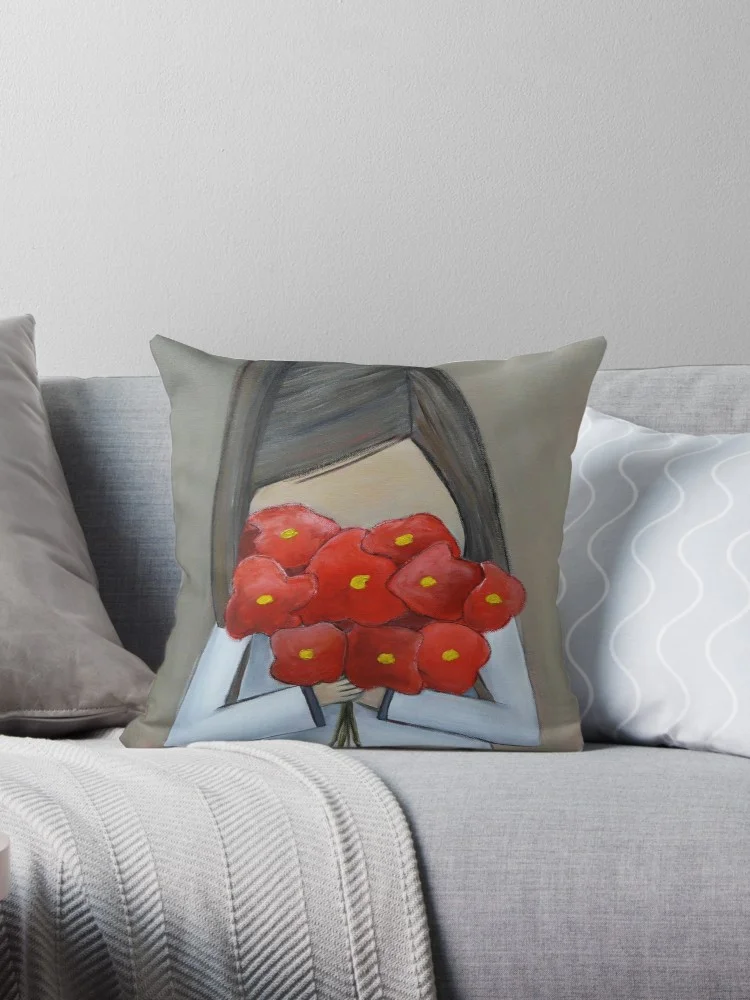 Girl with Flowers Cushion