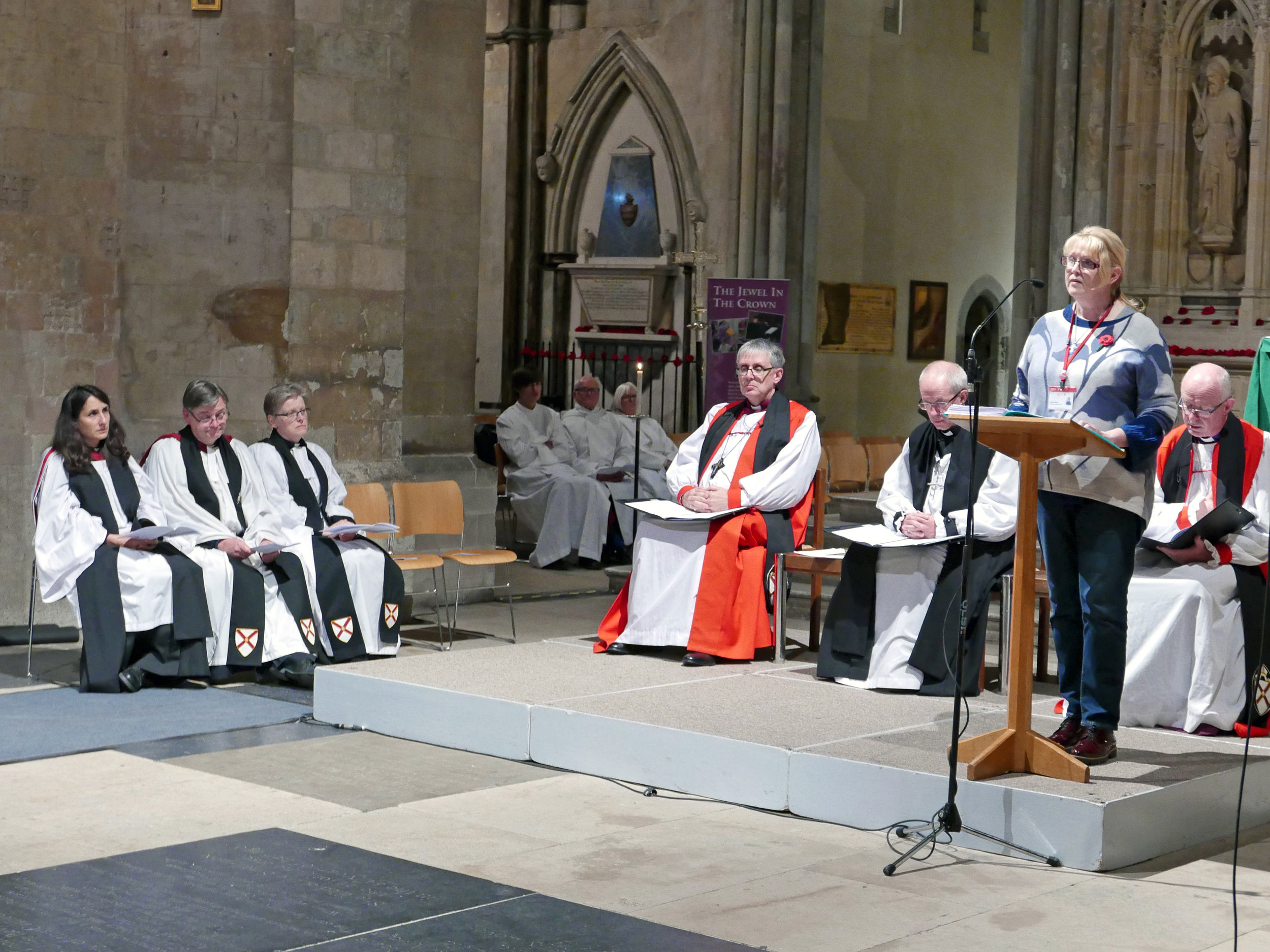 Caroline Clarke speaks at the service