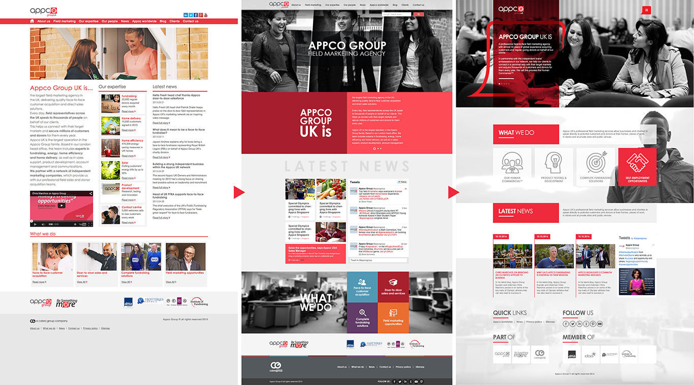 Website evolution from when I started in 2015, my first implementation in 2016 and the new concept 2017.