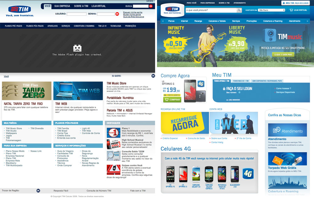 2011 version showing the main banner in Flash and 2012 version