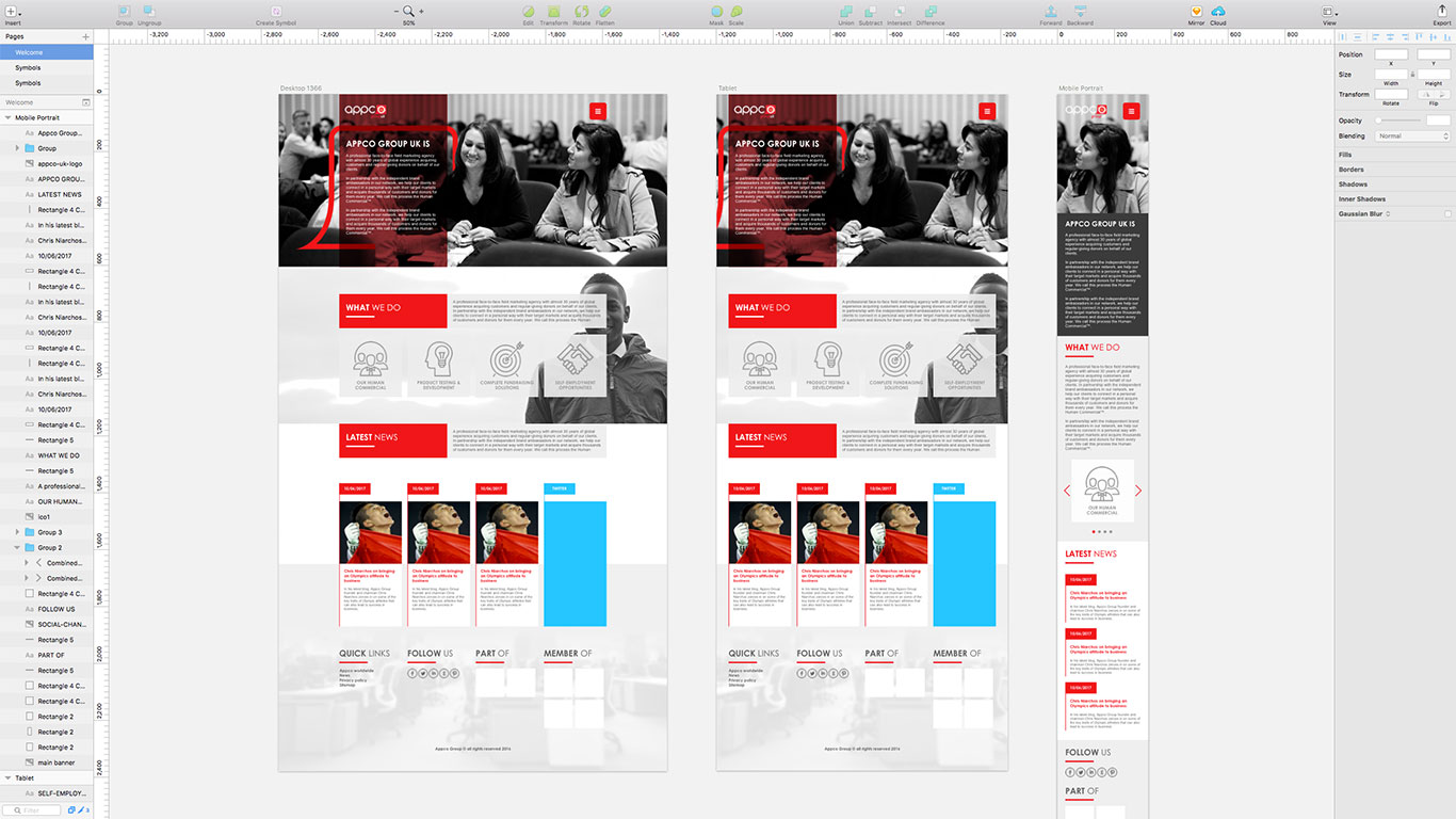 Prototyping new templates on Sketch