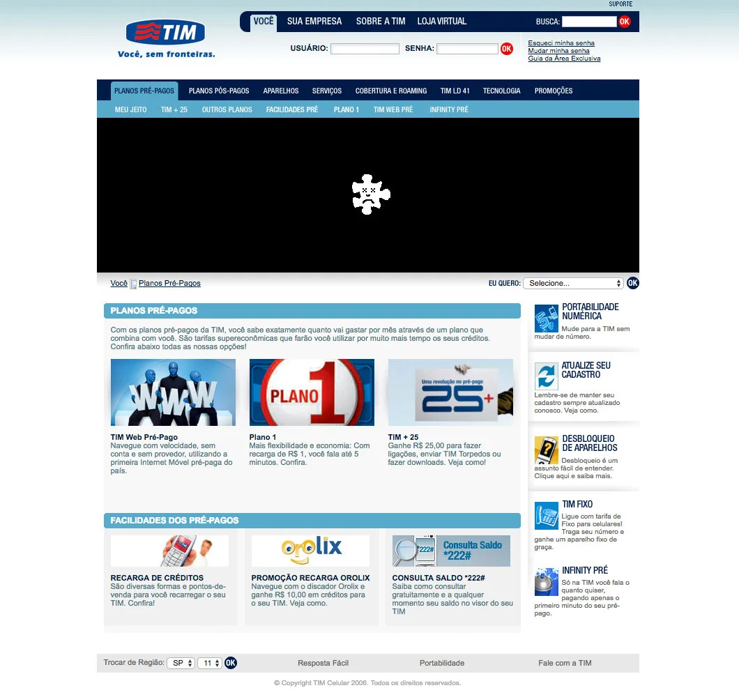 Main banner in flash and limited menu