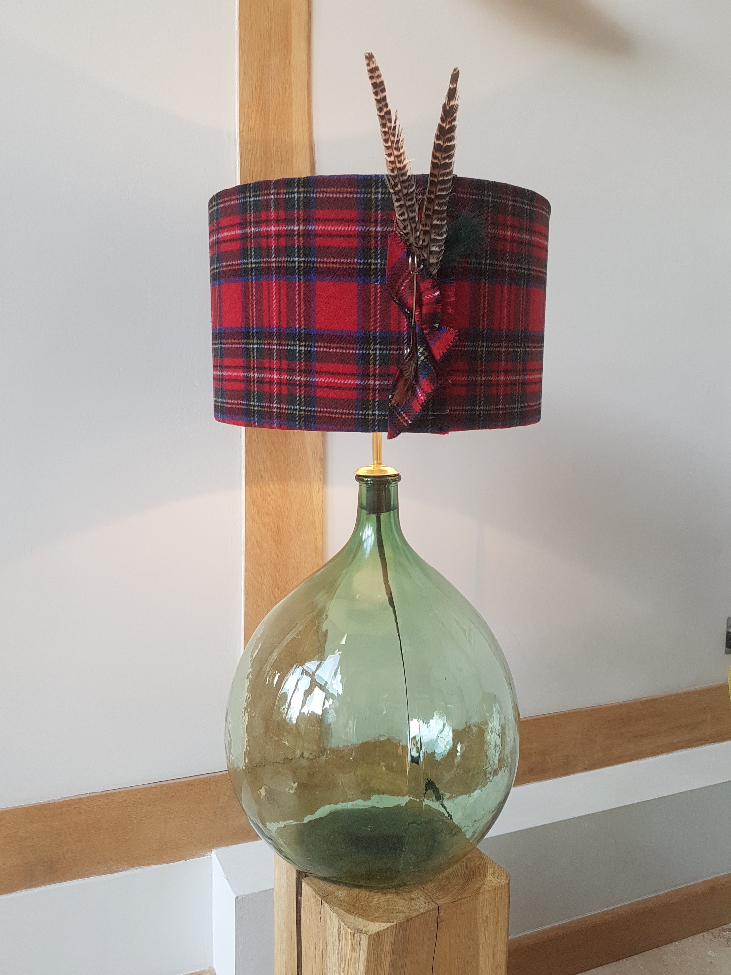 Red Check Scottish 25cm Lampshade Handmade In Royal Stewart Fabric Red Tartan 