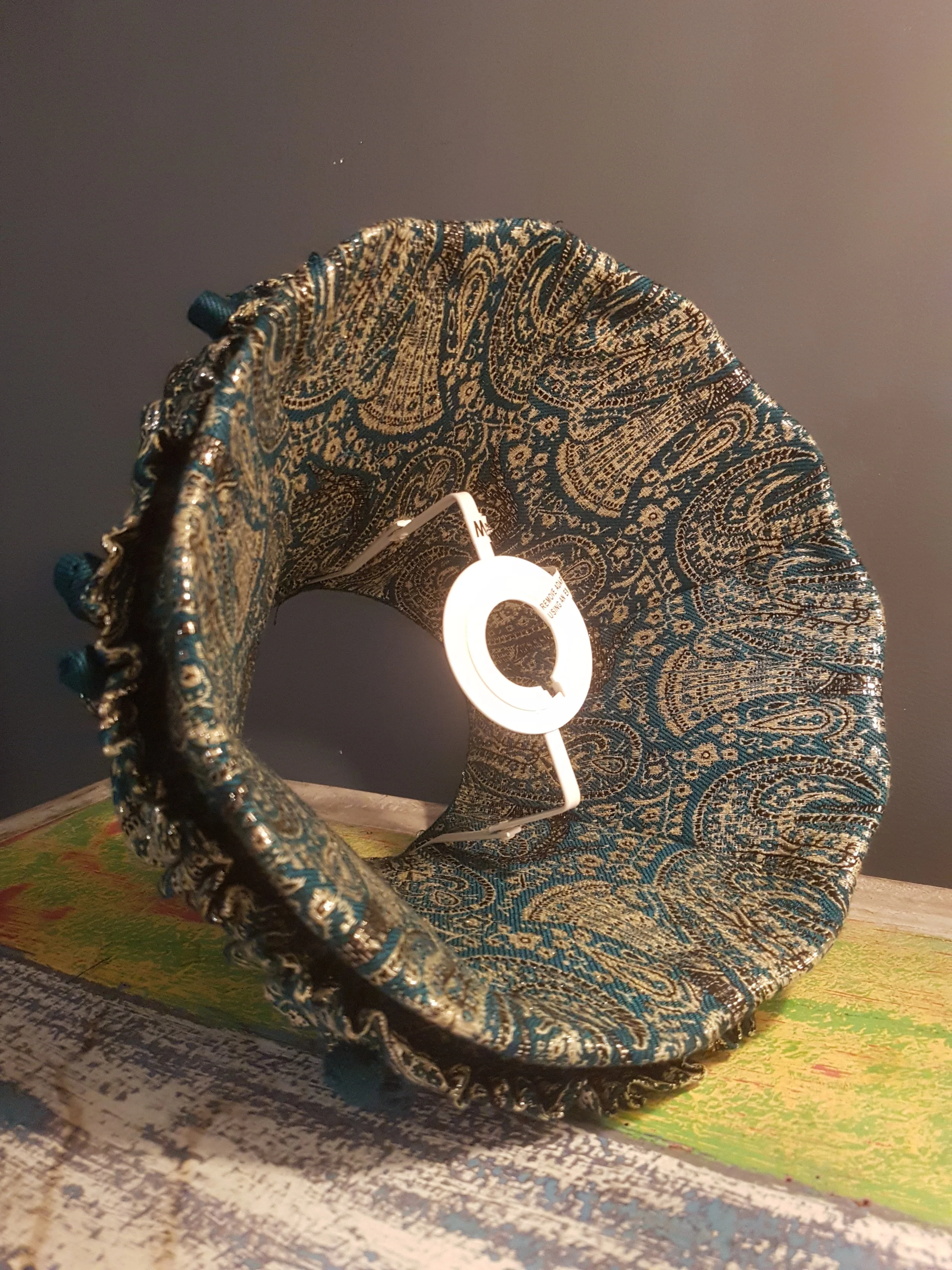Teal&SilverLampshadeLining