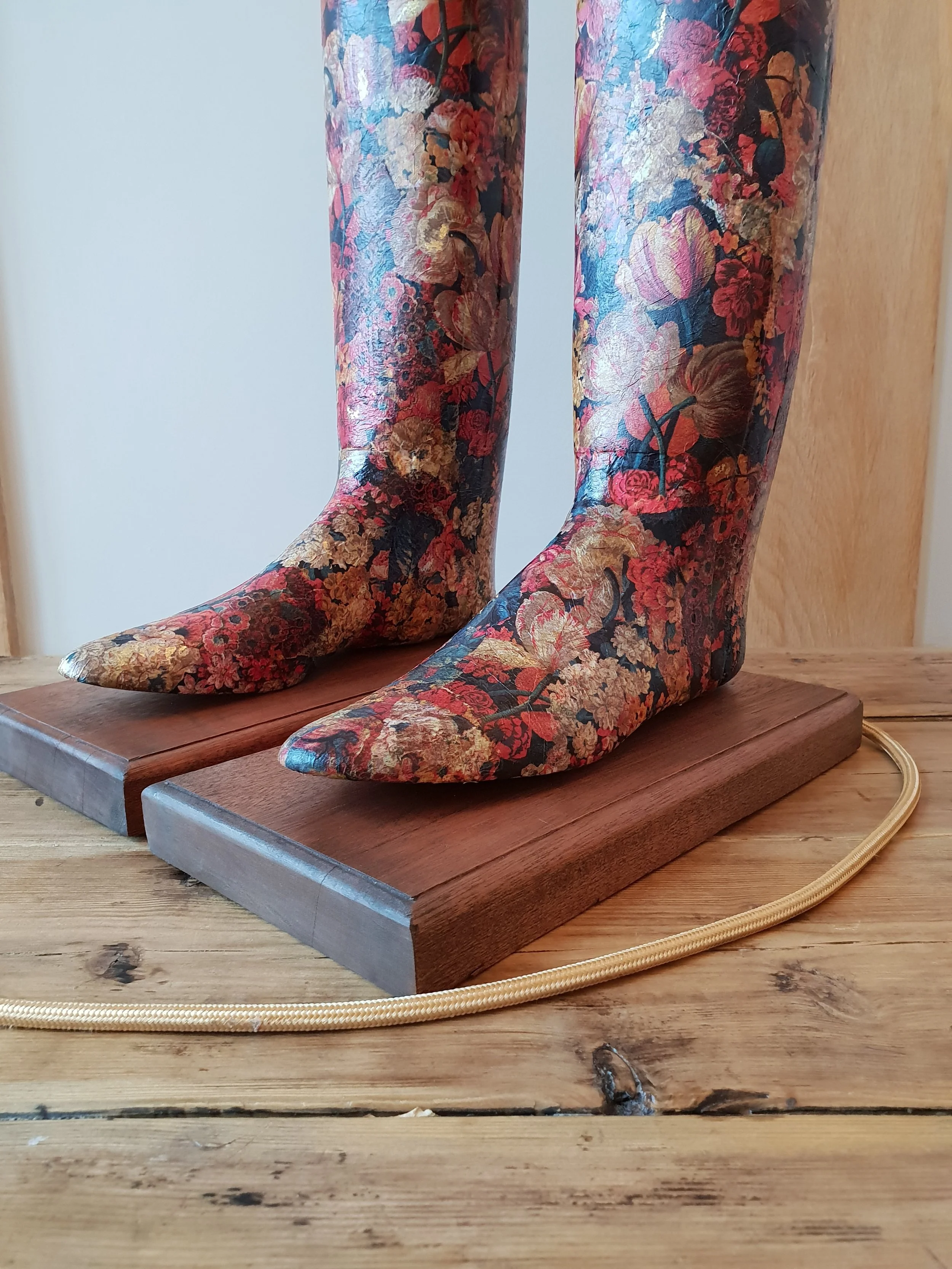 Decoupaged Wooden Boot Tree Last