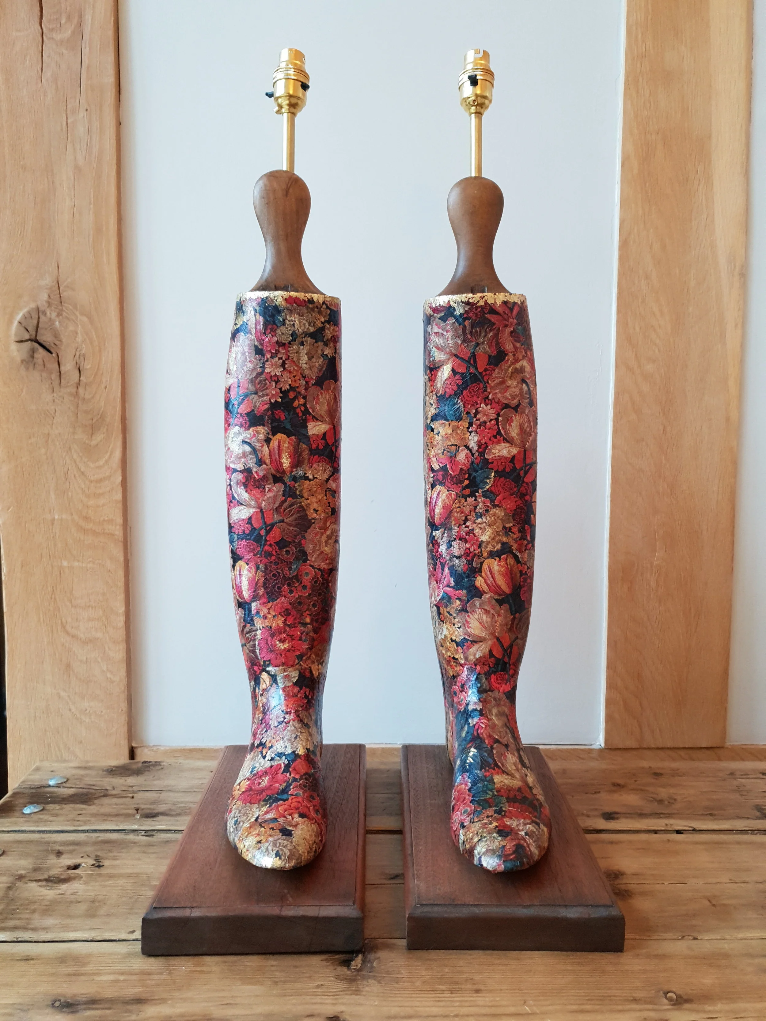Decoupaged Wooden Boot Tree Last