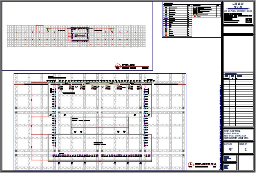 Typical Exhibition Hall Event Setup - AudioVisual &amp; Lighting (DWG)