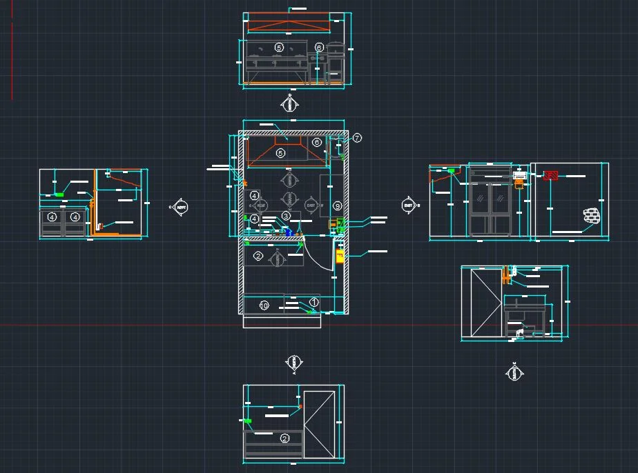 Typical Food Stall Complete Drawing Pack (DWG) — LINE DRAW CAD LAB