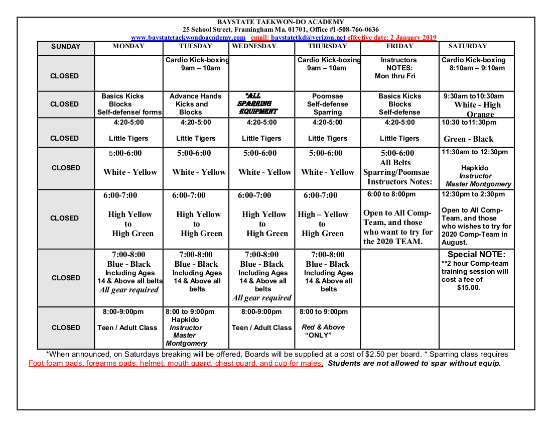 Baystate TKD Schedule effective 20190107.jpeg