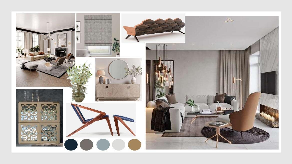 Having decided to consider losing the gold chesterfield sofa we started work on a new concept for our lovely new Branksome clients !