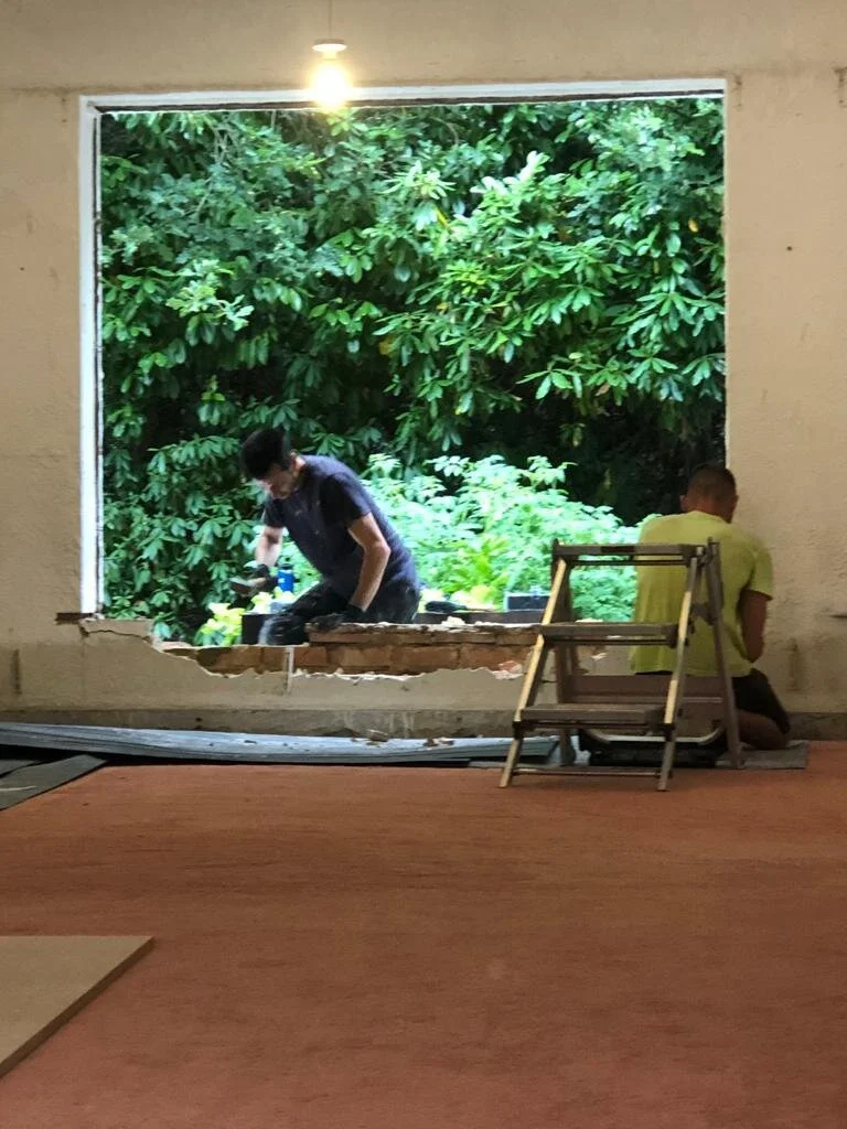 Opening up the back wall ready for new patio doors.. 