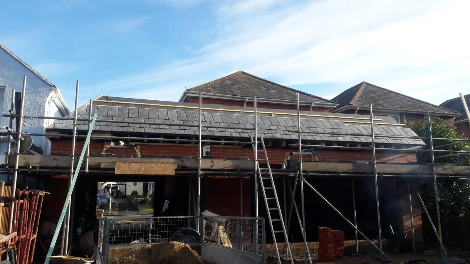Work in progress .. roof on our extension ! Woop woop