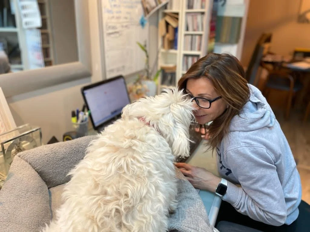 Day goes quicker when I have molly next to me .. strategically placed by my son to keep me company ! Very sweet x