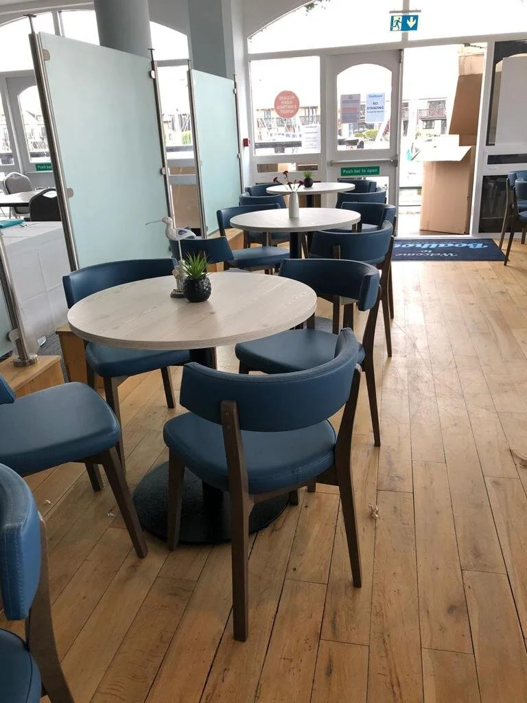 Love these teal chairs our client chose for our  restaurant project x 