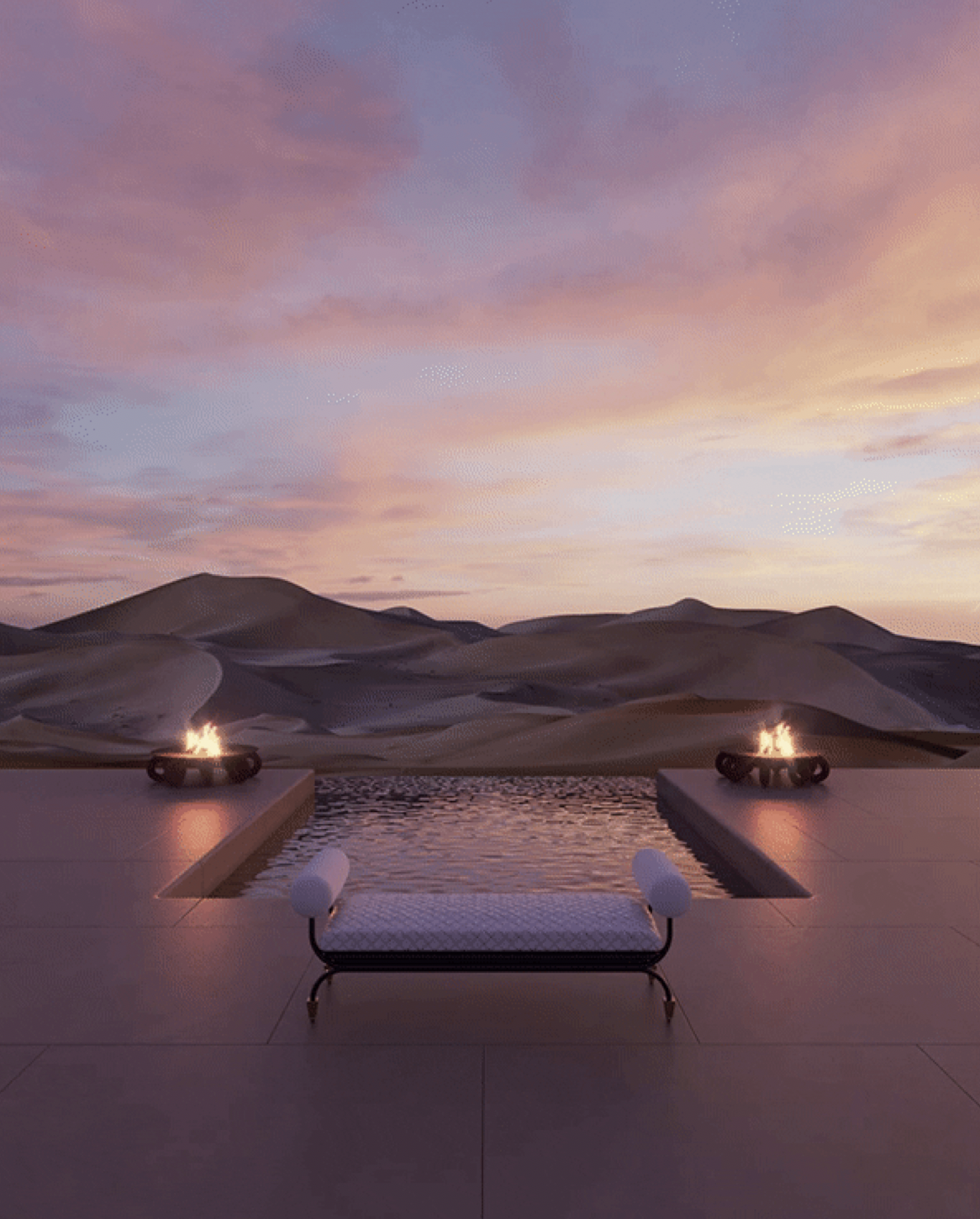 Luxury outdoor spaces, seen at the most beautiful time of day, that offer calm peace and tranquillity .. 