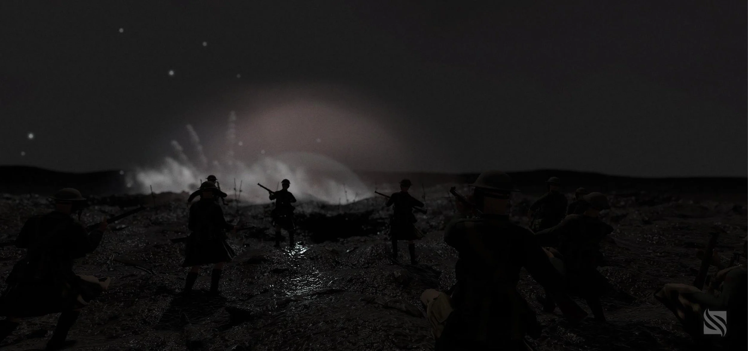 Slaget vid Vimy i Frankrike 1917, en VR-upplevelse utförd av SimWave åt The Canadian War Museum i Ottawa. Byrån ville att upplevelsen skulle vara så realistisk som möjligt. VR-båset skakar när det sker explosioner och det strömmar lukter av jord, krut och damm från gastuber. Foto: SimWave.