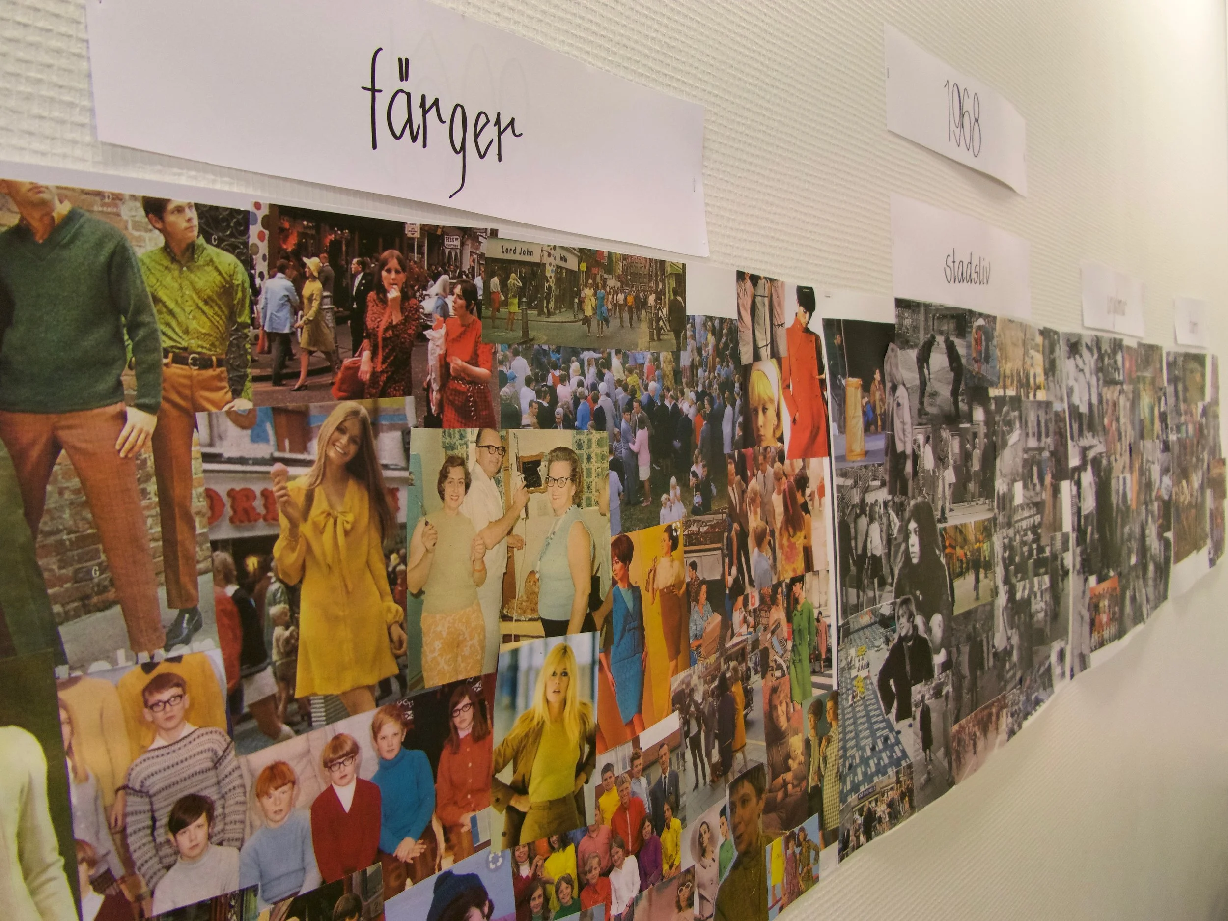 Moodboard för att hitta rätt känsla för färger och kläder, med mera.