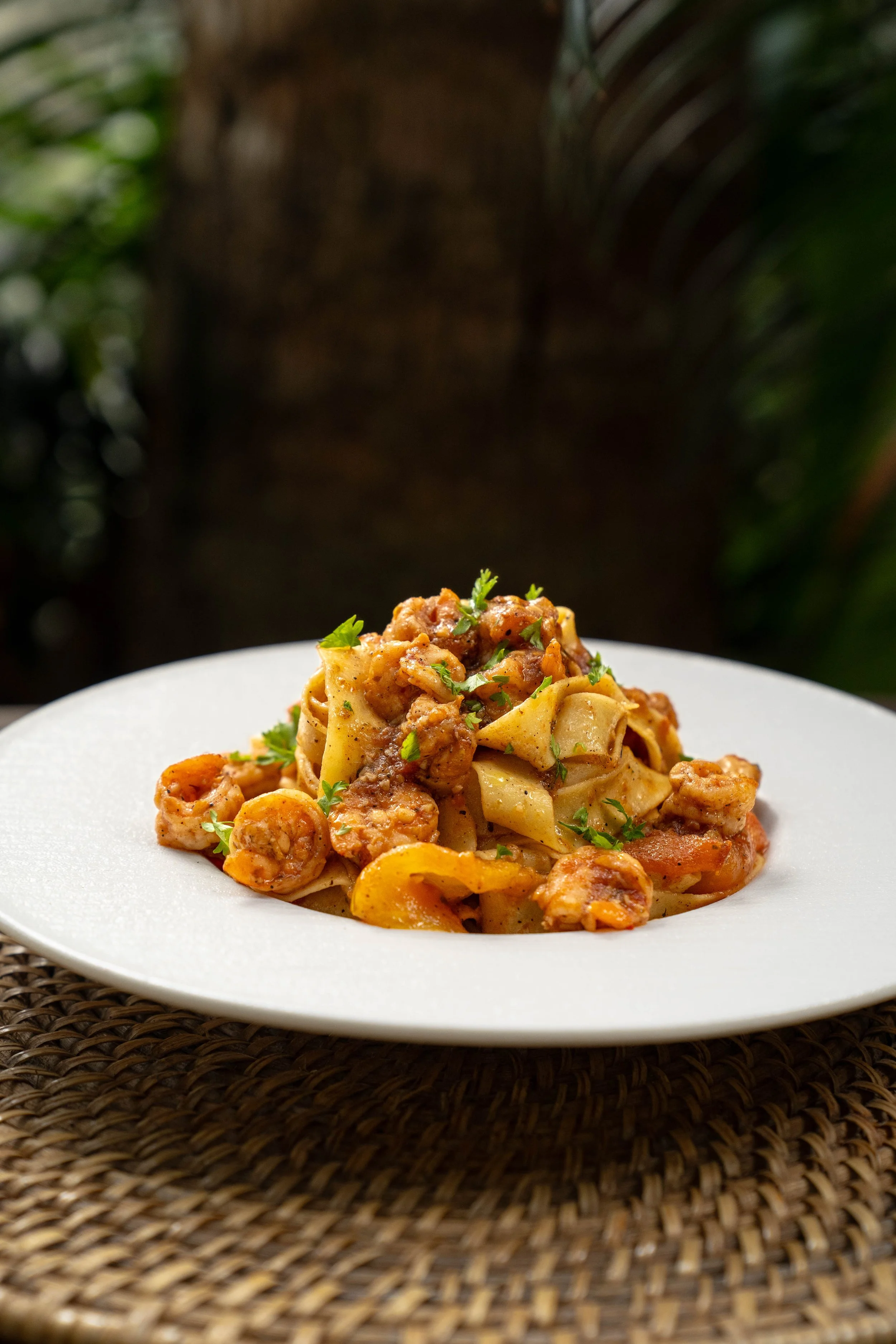 Pappardelle al Antonio is a pasta dish that hits all the notes - House-made pappardelle pasta,  topped with seafood, heat, and a whole lotta love!
