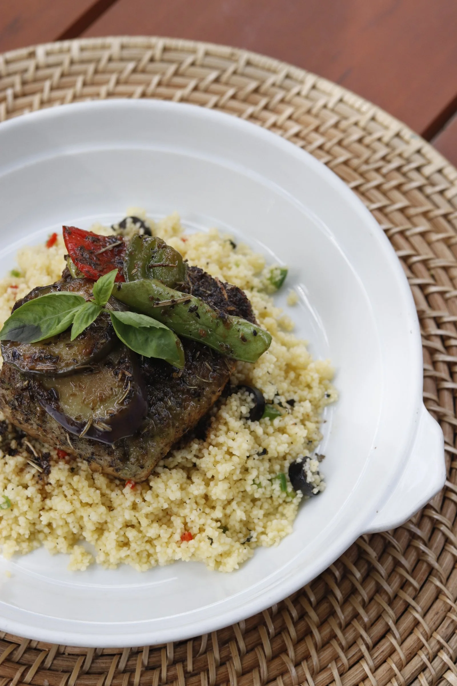 Herb Crusted Mahi-mahi tastes like a Siargao sunset - Fresh fish, crispy herb crust laid in Mediterranean couscous.