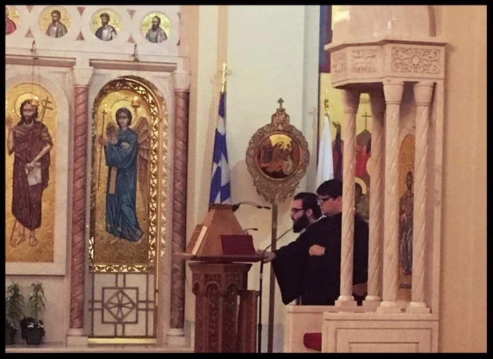 Chanting at Annunciation Greek Orthodox Cathedral in Downtown Boston with Lampadarios Pavlos Sotirelis.