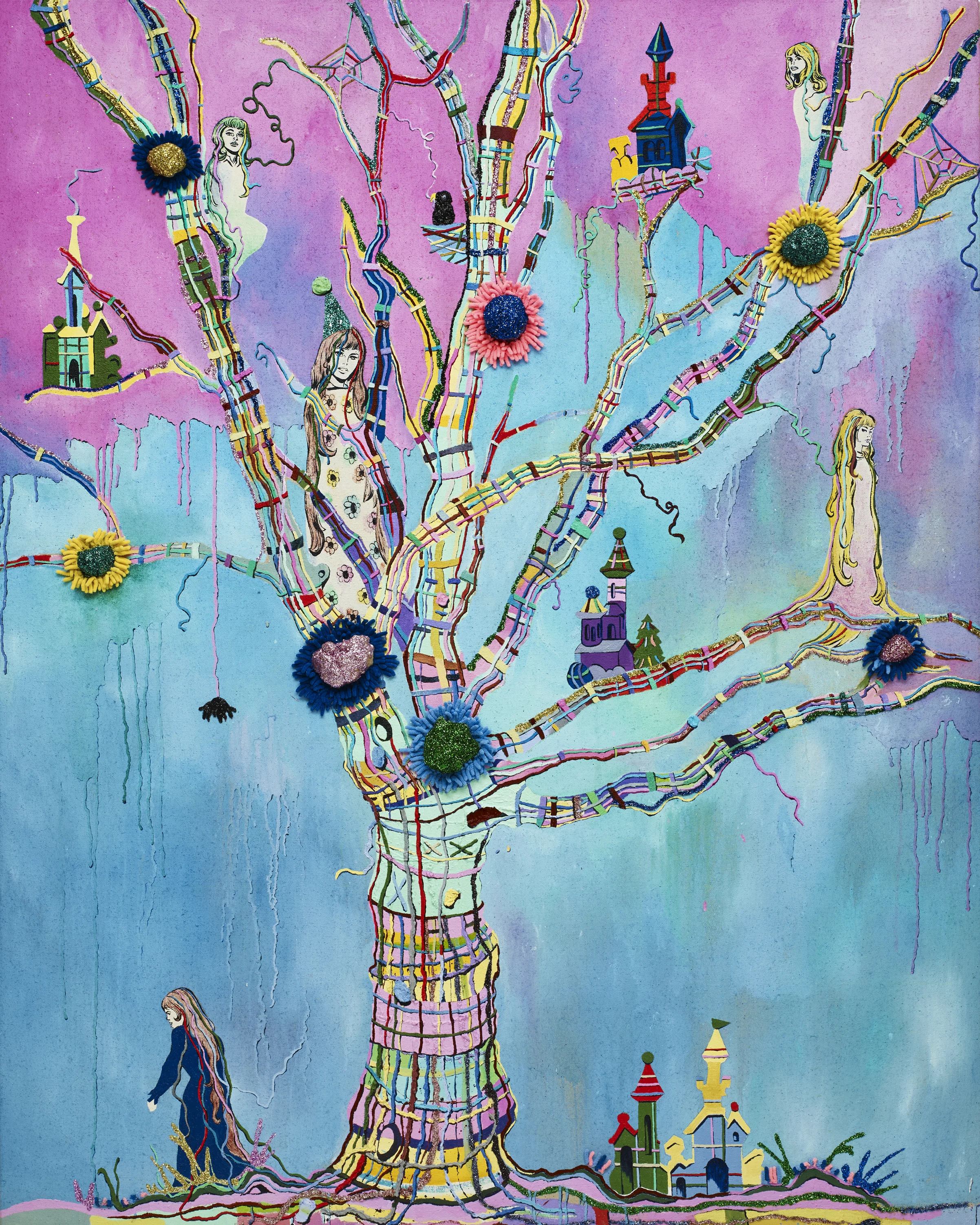 Rapunzel, 2015, Mixed media on linen 200x160 cm