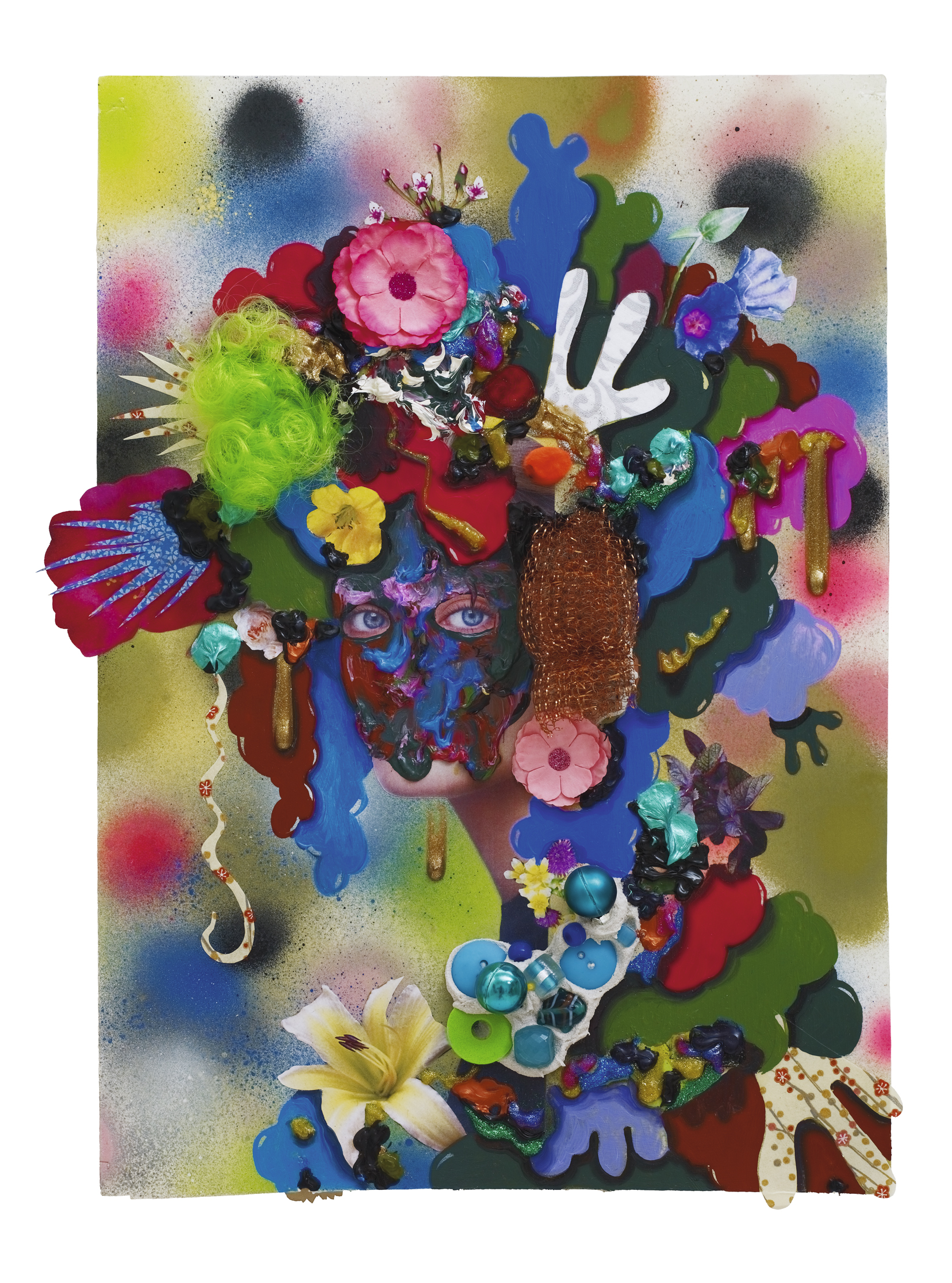 Brillo Head, 2013, Mixed media on paper, 42x29.5x3.5 cm