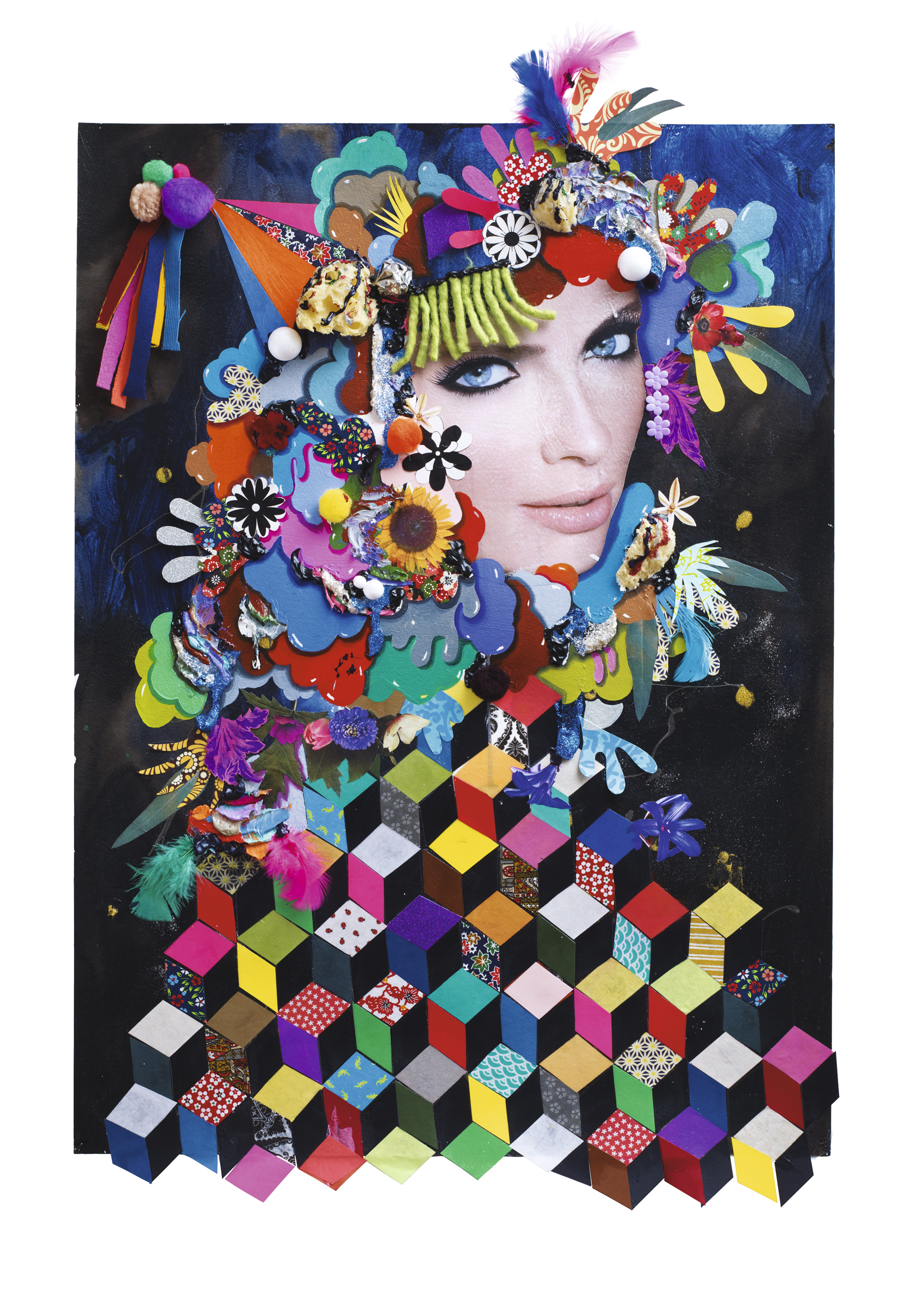 L'Effrontée, 2012, Mixed media on paper, archival frame, 101x78x3 cm