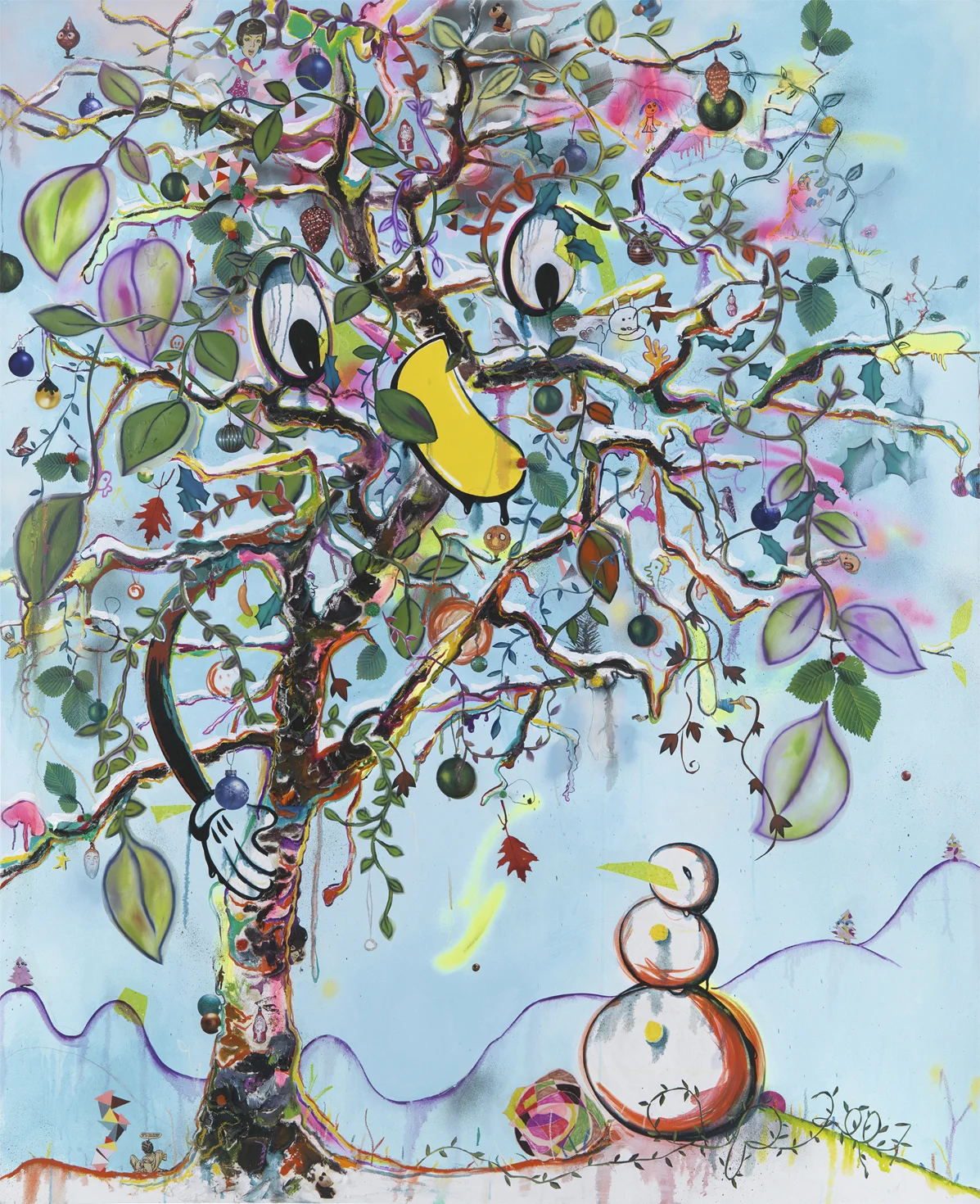 Fucking X-mas Tree, 2007, Mixed media on canvas, 210x170 cm