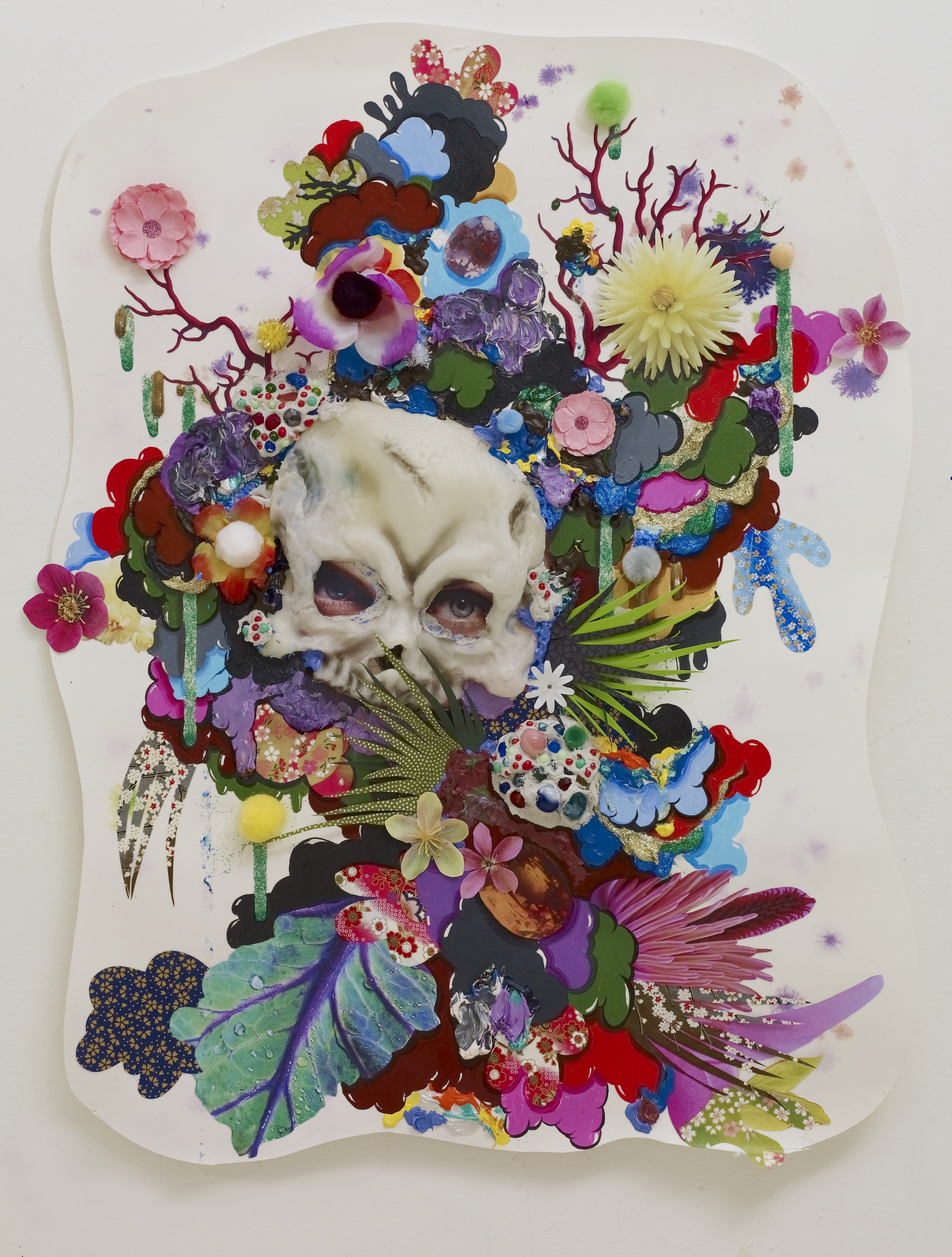 Death Mask, 2013, Mixed media on paper, archival frame, 65x49x4 cm