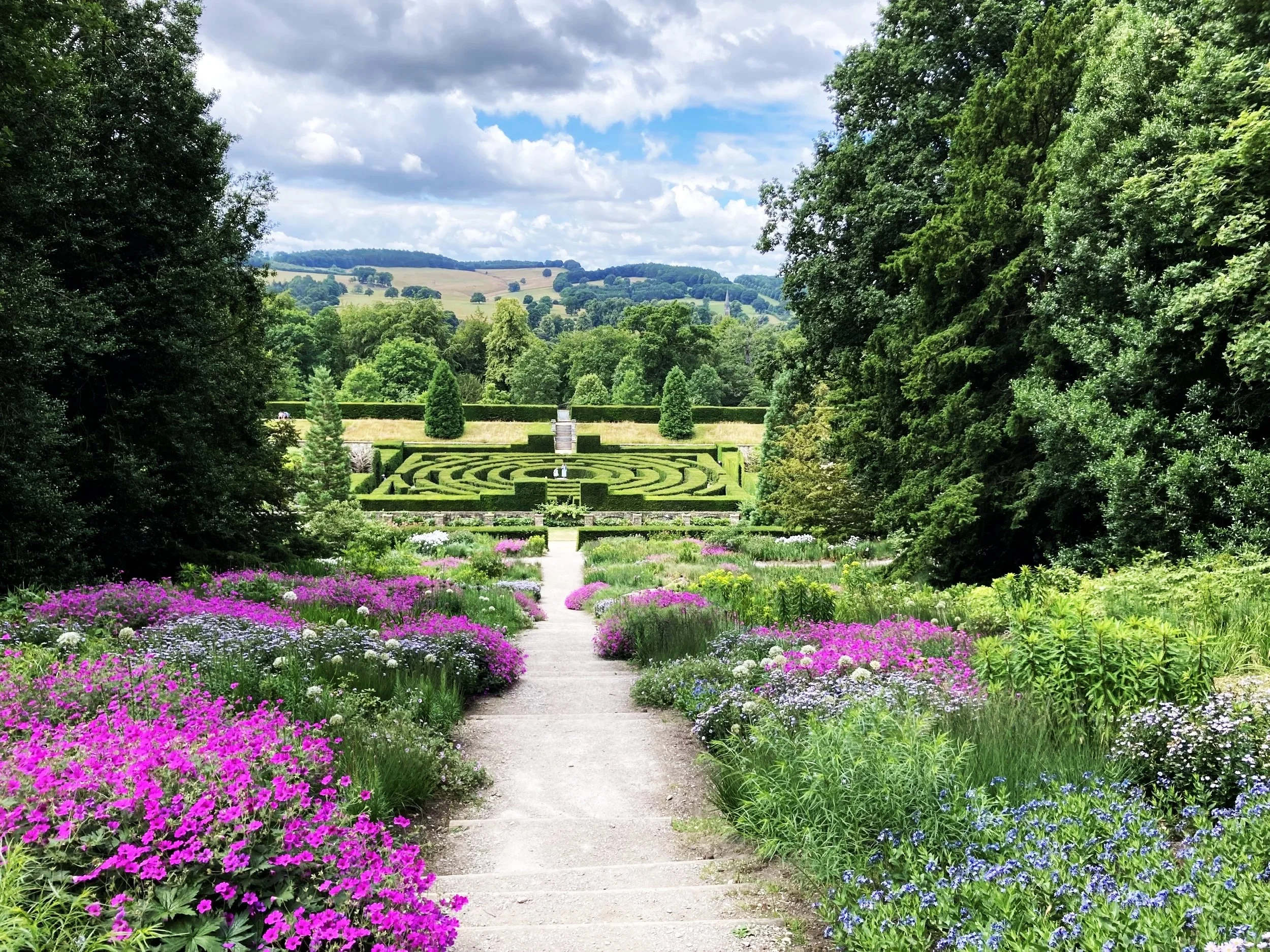 View of Chatsworth garden and maze
