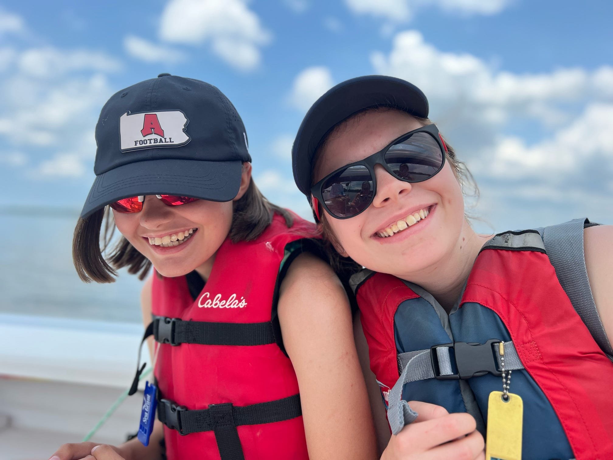  Ava and Gracie enjoying a ride on the sailboat 