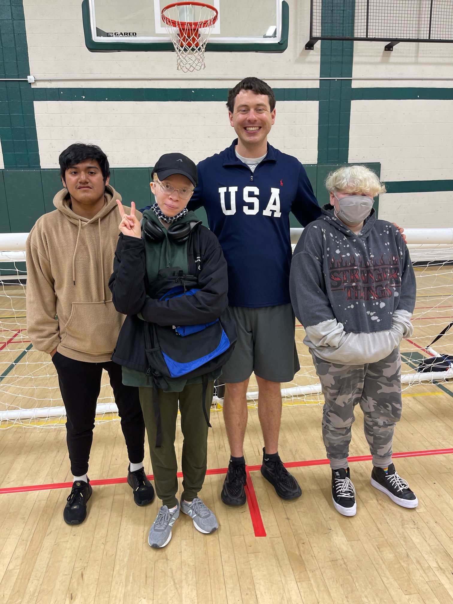  Our Envision athletes with Calahan Young at our goalball clinic 