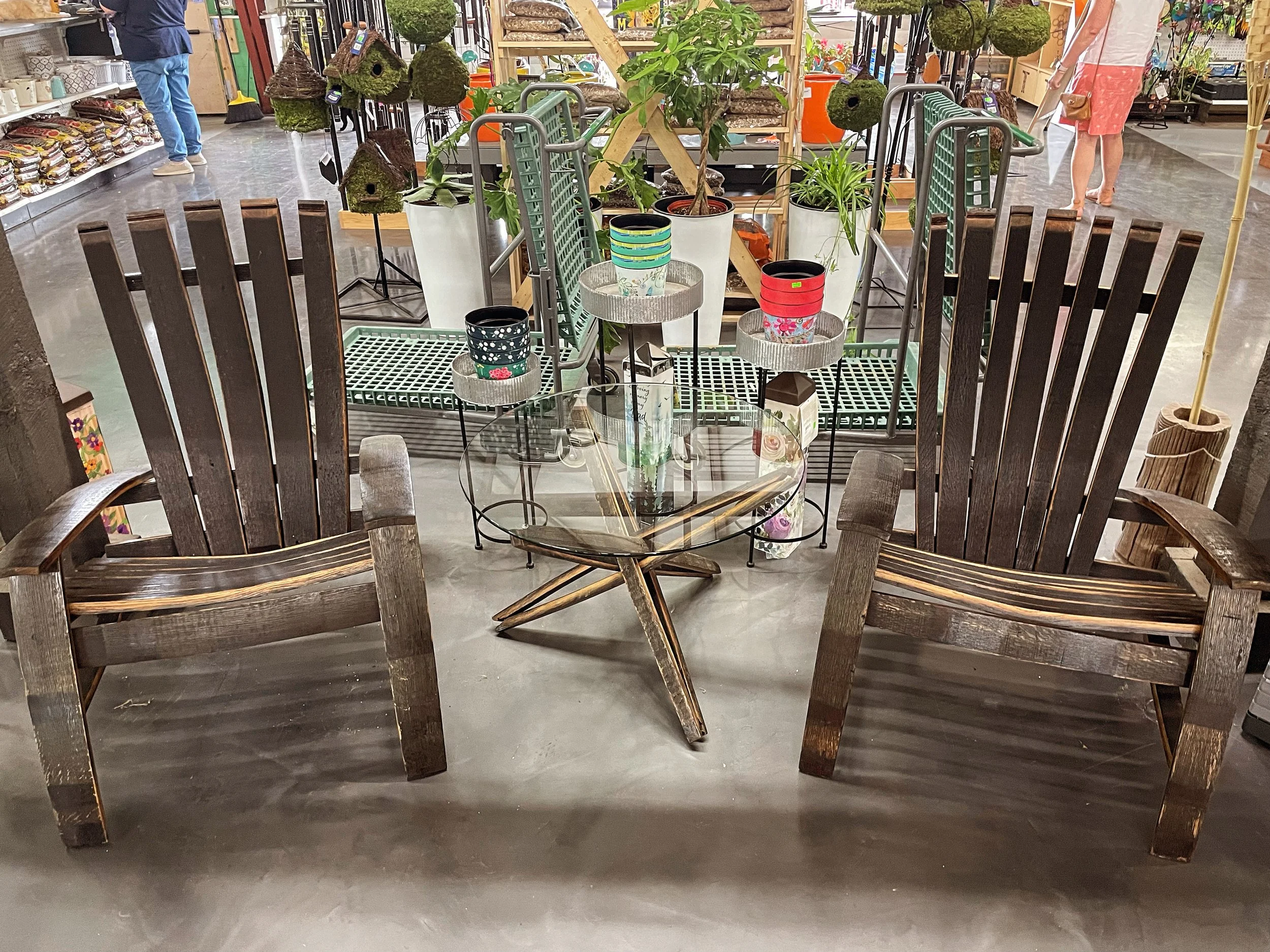 bourbon barrel adirondak chairs & table.JPG