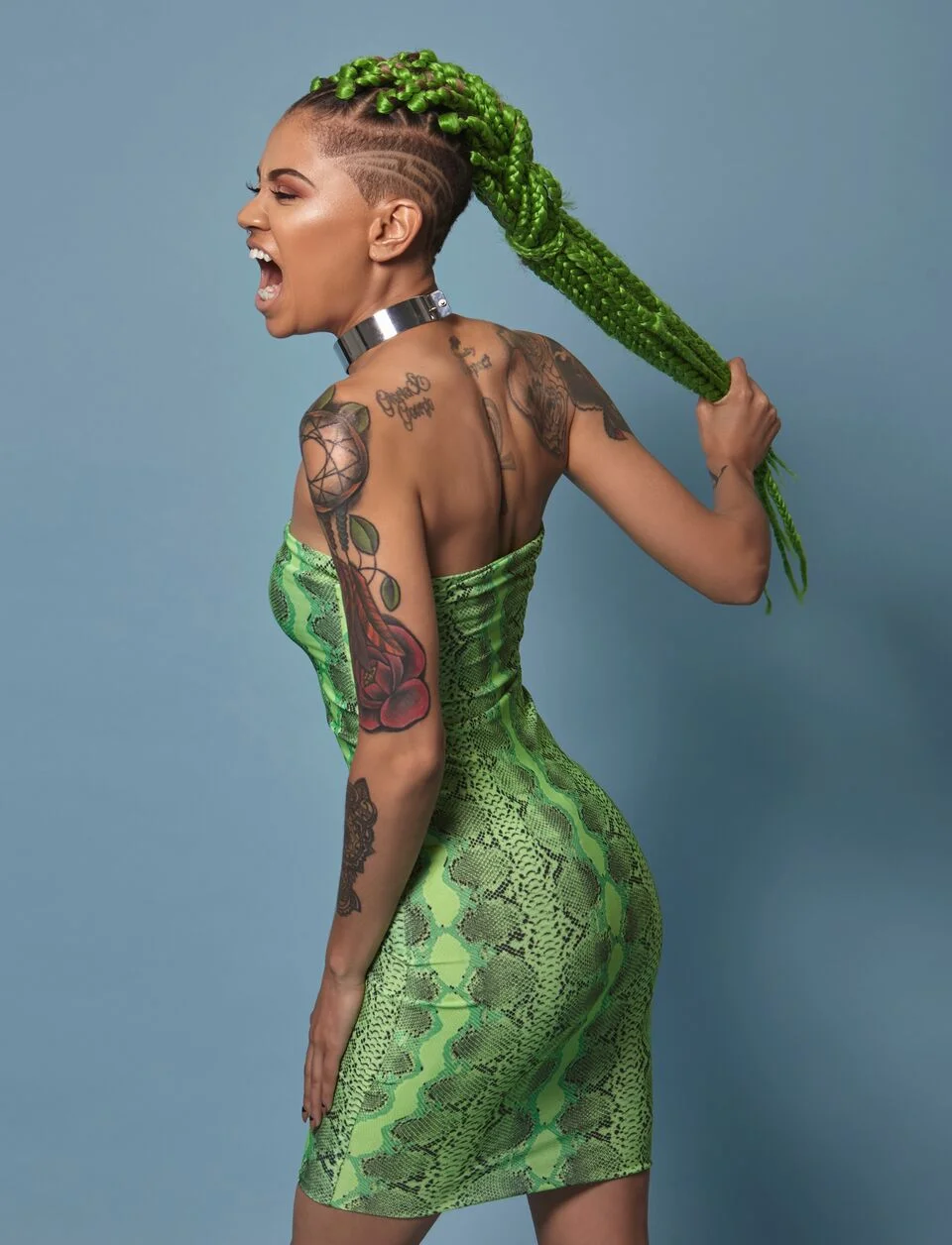 Lime Green Python Tube Dress