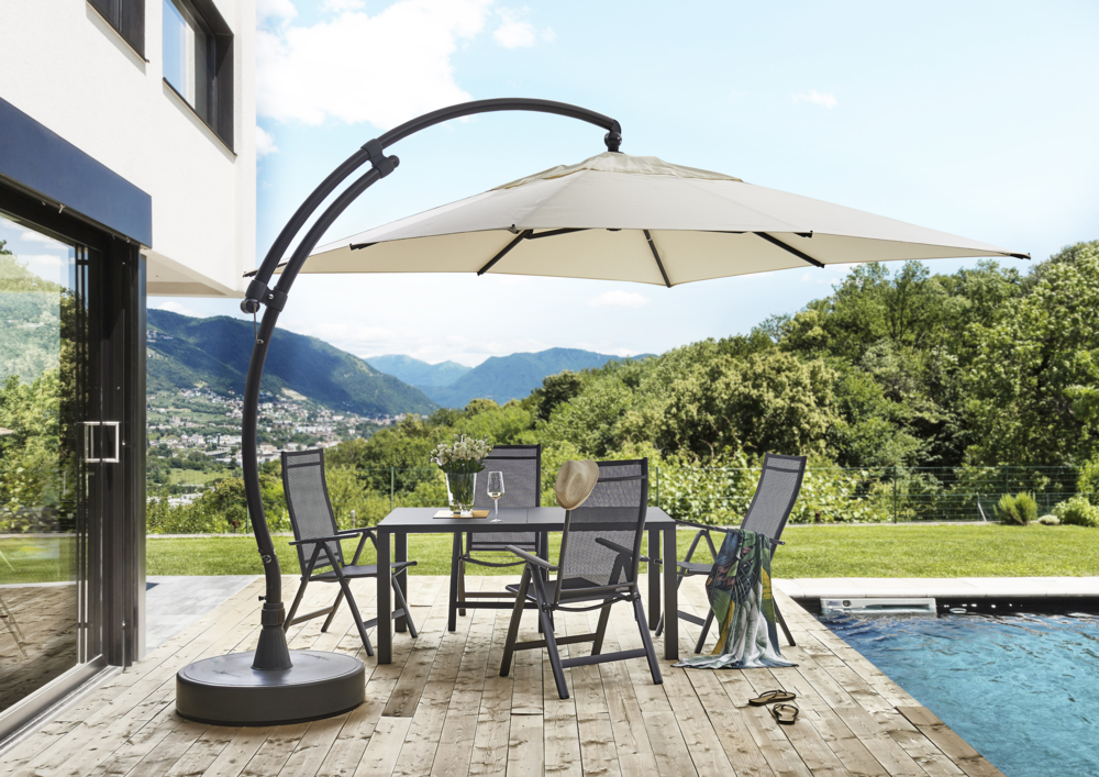 10.5C Square Cantilever Patio Umbrella With Base 10.5C' + Free PE Cover &amp; Shipping