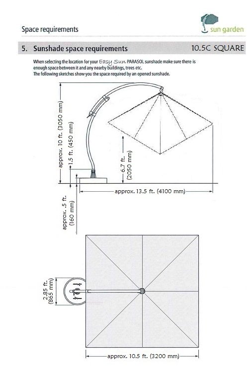 10.5' Square Cantilever Patio Umbrella — SUN GARDEN USA Cantilever Umbrella