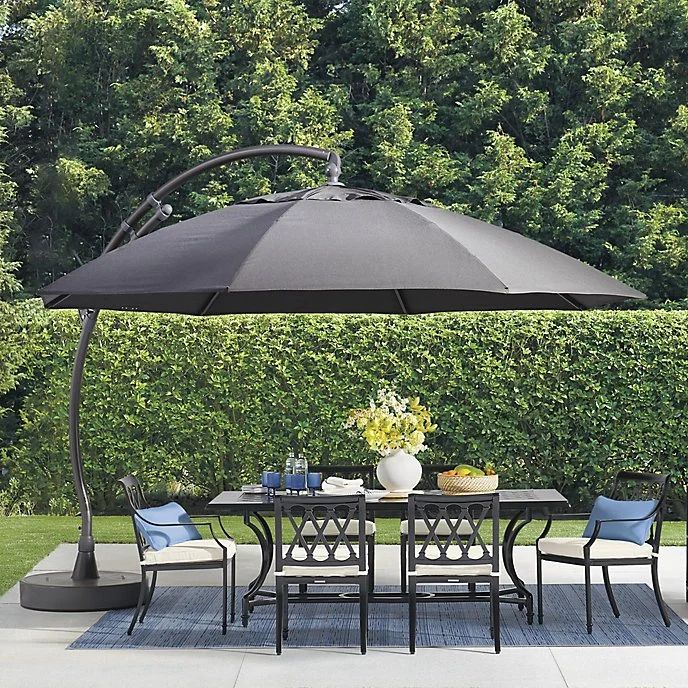 large offset patio umbrella GRAND 11FT Cantilever Patio with Base duty aluminum ribs 10 Ft Blue Square Large