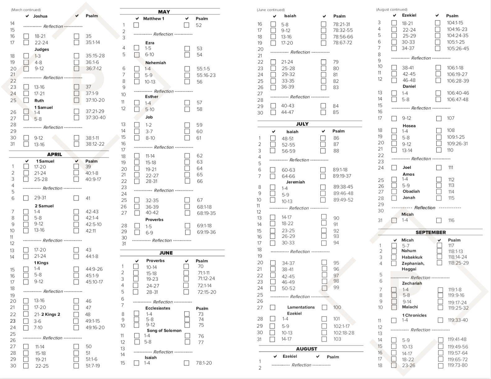 Bible Reading Plan Providence Church